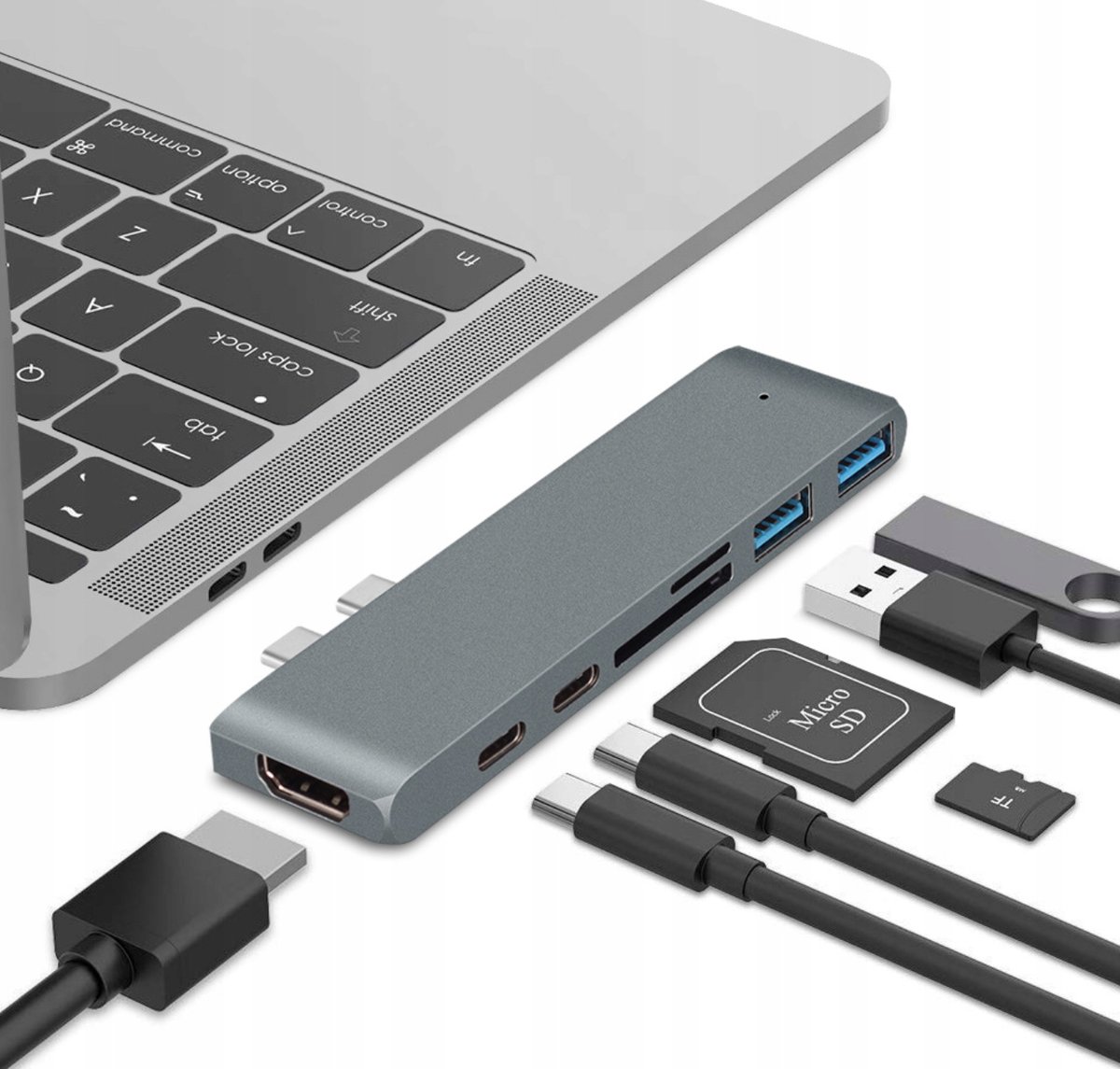 Zdjęcia - Kabel AiR Adapter 7w1 HUB USB-C HDMI 4K SD Macbook Pro 