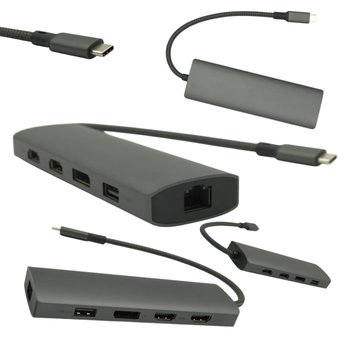 Adapter 8w1 USB-C do Notebooka 2xHDMI 4K LAN PD 100W RJ46 Podwójny Monitor - Inny producent