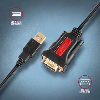Adapter Axagon ADS-1PSN USB 2.0 do portu szeregowego RS-232 DB9 M 1.5m - Axagon