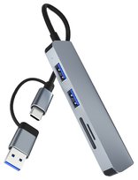 Adapter Bounn 5w2 USB / USB-C Hub USB 3.0 + 2x USB 2.0 + SD / TF micro SD