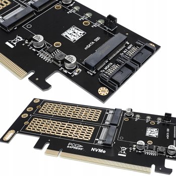 Adapter do komputera PC PCIe x16 do dysków M.2 ( NVME + SATA NGFF ) i mSATA - Electronica4u