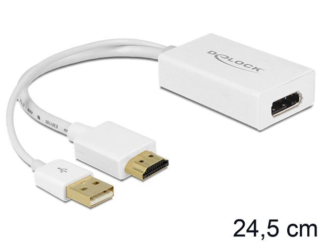 Adapter HDMI - DisplayPort + USB DELOCK