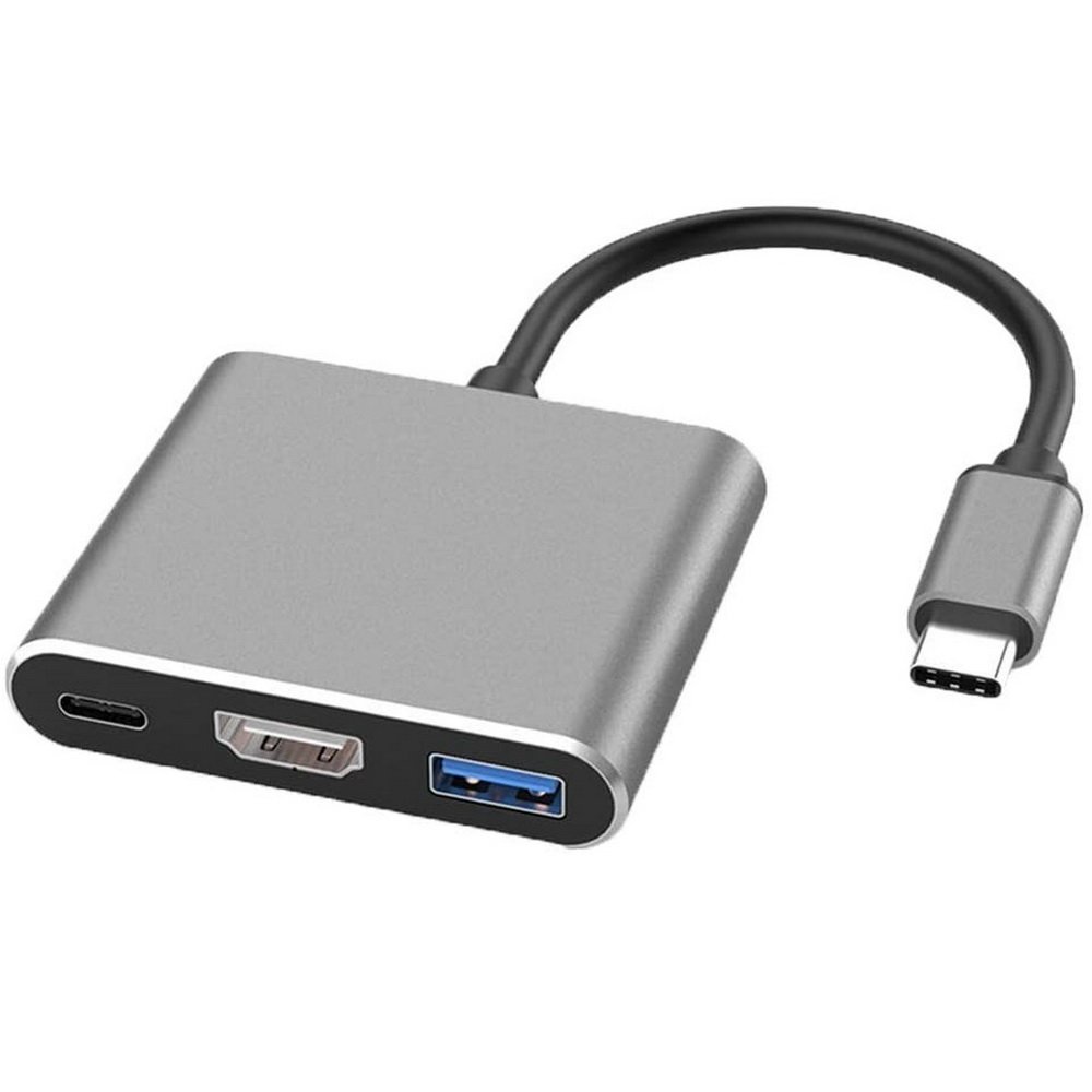 Фото - Кардридер / USB-хаб Adapter Hub 3w1 USB-C do HDMI 4K USB 3.0 MacBook (Space Gray)