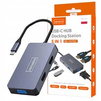 ADAPTER HUB Przejściówka Rozdzielacz 5W1 USB-C 3.1 2x HDMI 4K VGA USB 3.0