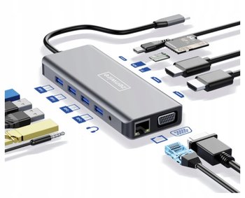 ADAPTER HUB Stacja Dokująca 12w1 USB-C 2x HDMI VGA USB Jack SD Ethernet LAN - Zenwire