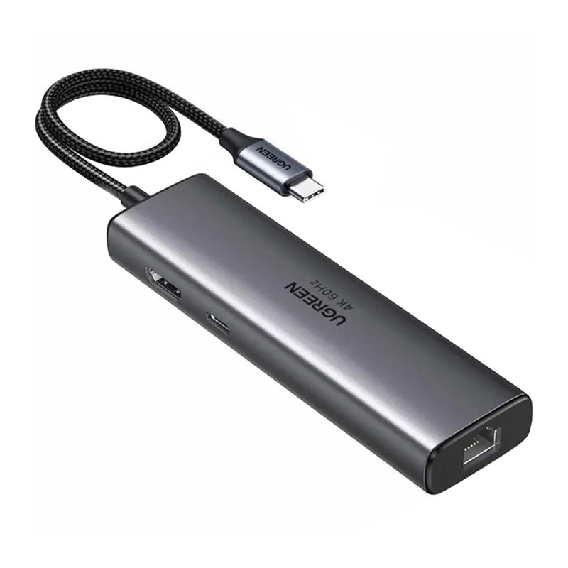 Adapter / Hub USB-C 6w1 Ugreen CM512, HDMI 4K@60Hz, 2x USB, RJ45, PD ...