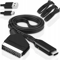 ADAPTER KONWERTER KABEL Z EURO HDMI DO SCART PRZEJŚCIÓWKA AV HD 1080p 1m Pixel