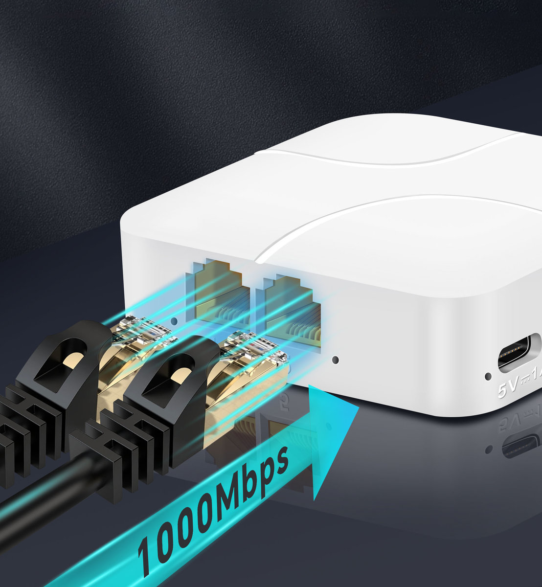 Adapter MINI Rozdzielacz sieci RJ-45 Splitter LAN Ethernet 2xRJ45 ...