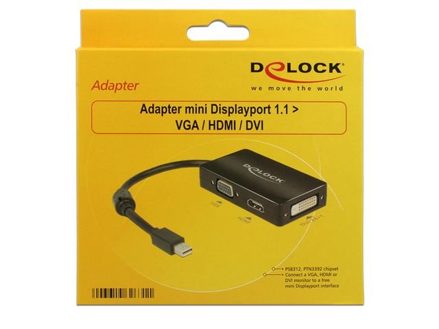 Adapter miniDisplayPort - HDMI + VGA + DVI DELOCK