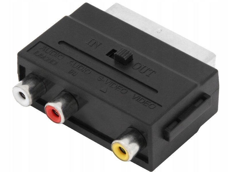 Adattatore SCART 2 Pezzi Con Uscita Audio/video 3 RCA, Selezionabile IN/OUT, Connettori Placcati Oro, Plug And Play