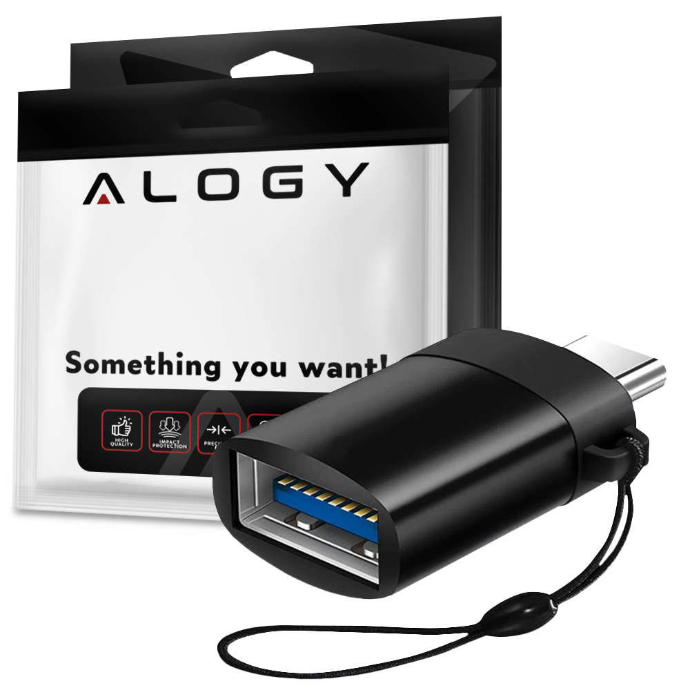 Фото - Кабель Alogy Adapter przejściówka  konwerter USB-A 3.0 do USB-C Type C Czarny 