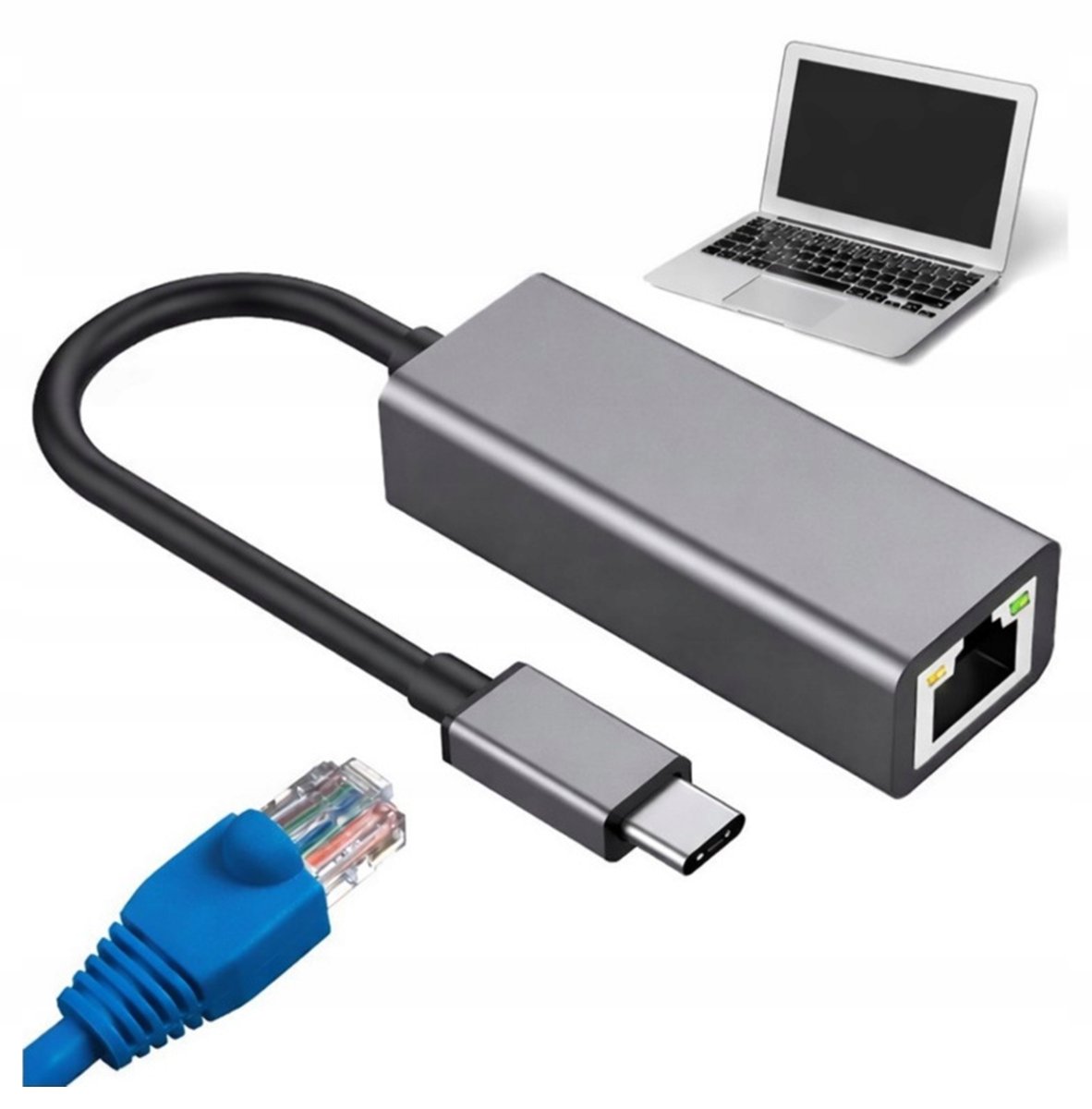 Adapter Przejściówka Usb C Usbc Na Ethernet Lan Rj45 1Gb Karta Sieciowa ...