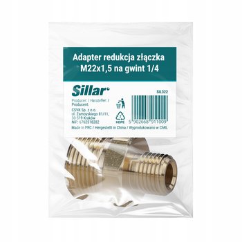 Adapter redukcja reduktor złączka Sillar do myjki gwint ZEW. M22x1,5 na 1/4 - Sillar