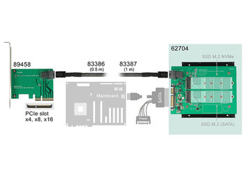 Adapter SATA 22pin + SFF-8643 Nvme - 2x M.2 NGFF Key M+b DELOCK ...