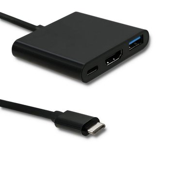 Adapter USB 3.1 typ C - HDMI A - USB A -USB 3.1 typ C QOLTEC, 0.1 m - Qoltec