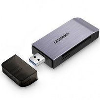 Adapter USB 4 w 1 UGREEN czytnik kart SD + microSD, srebrny