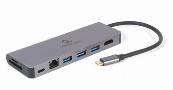 Adapter USB-C męski do Hub 3.0 + HDMI + PD + czytnik kard + RJ-45 Gembird A-CM-COMBO5-05 - Gembird
