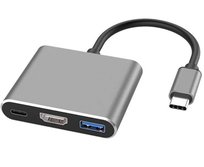 Adapter USB-C Typ-C 3.1 do HDMI / USB-C / USB | 4K | do Macbook Air | HDTC-20CM-Srebrny Inna marka