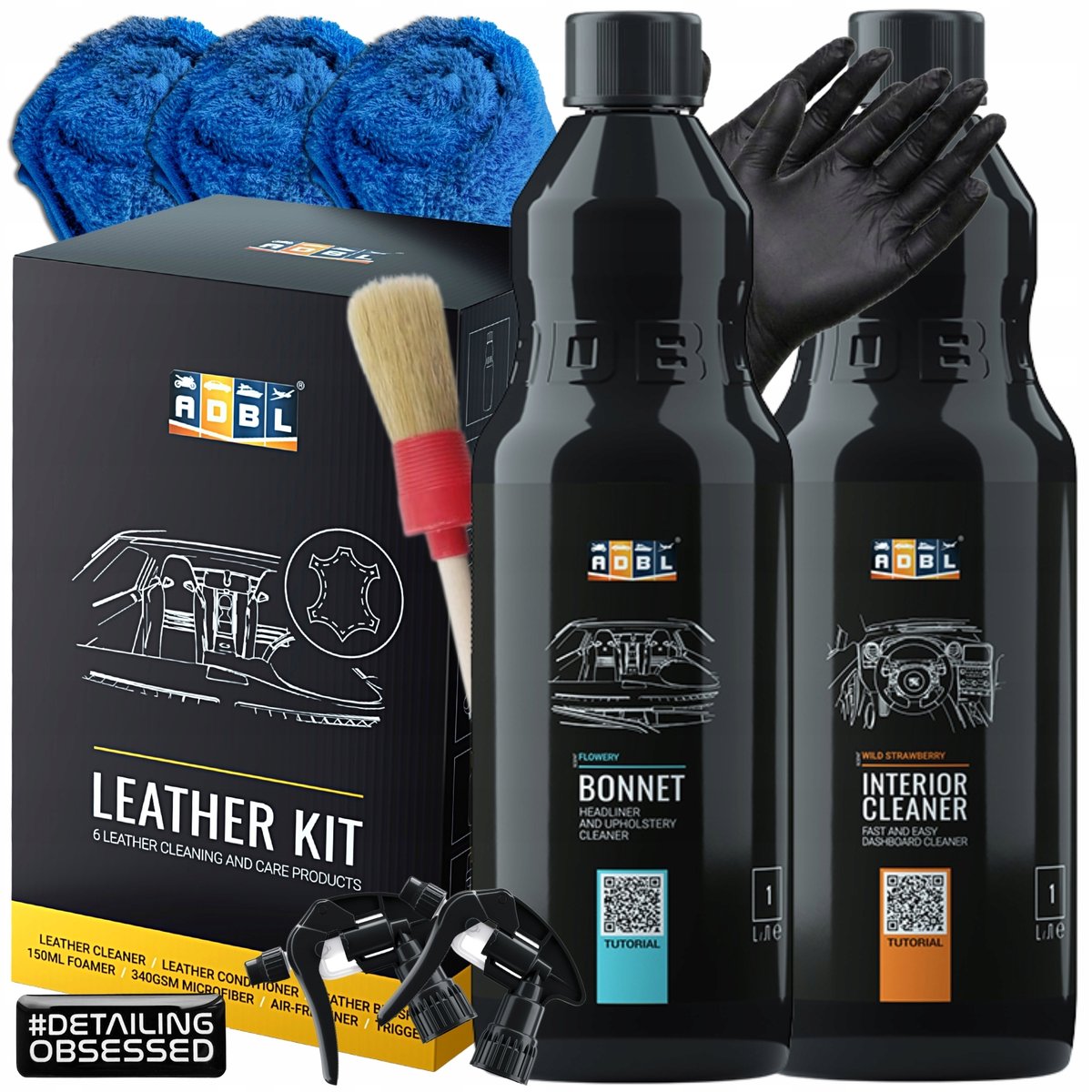 Фото - Хімія для салону ADBL Leather Kit +  Bonnet + Interior Cleaner 