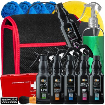 ADBL zestaw kosmetyków do czyszczenia auta z torbą do bagażnika + apteczka - MOTOGO