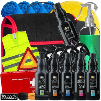 ADBL zestaw kosmetyków samochodowych z torbą + apteczka, kamizelka, trójkąt - MOTOGO