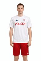 ADIDAS BIAŁY T-SHIRT Z NADRUKIEM POLSKA OKRĄGŁY DEKOLT S 1I4A Adidas