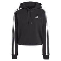 Adidas Damska Bluza Z Kapturem W Paski Z Frotte W Stylu Essentials (XL 8,5-9 / Czarny) Adidas