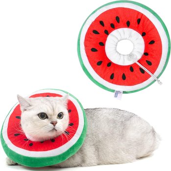 Adjustable Cat Cone Collar Soft, Cute Cat Recovery Collar, Cat Cones After Surgery for Kittens(Watermelon, Medium (7-18 lbs)) - Inna marka