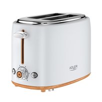 Adler AD 3225 Toster z Regulacją Przyrumienienia, Funkcją Rozmrażania i Rusztem do Bułek, 950W, Biały Adler