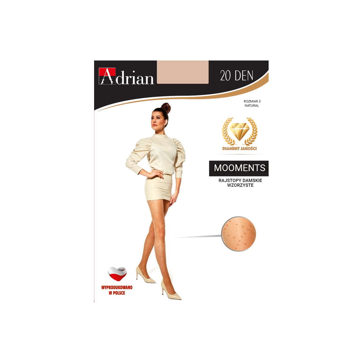 Adrian Rajstopy Damskie Wzorzyste Natural Rozm.3 1 Szt. Mooments ...
