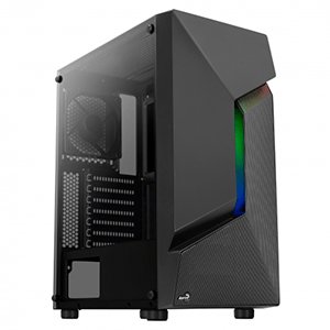 Aerocool SCAPEBKV1, pudełko do gier ATX, przód LED RGB, szkło hartowane, wentylator 12 cm, czarny - Aerocool