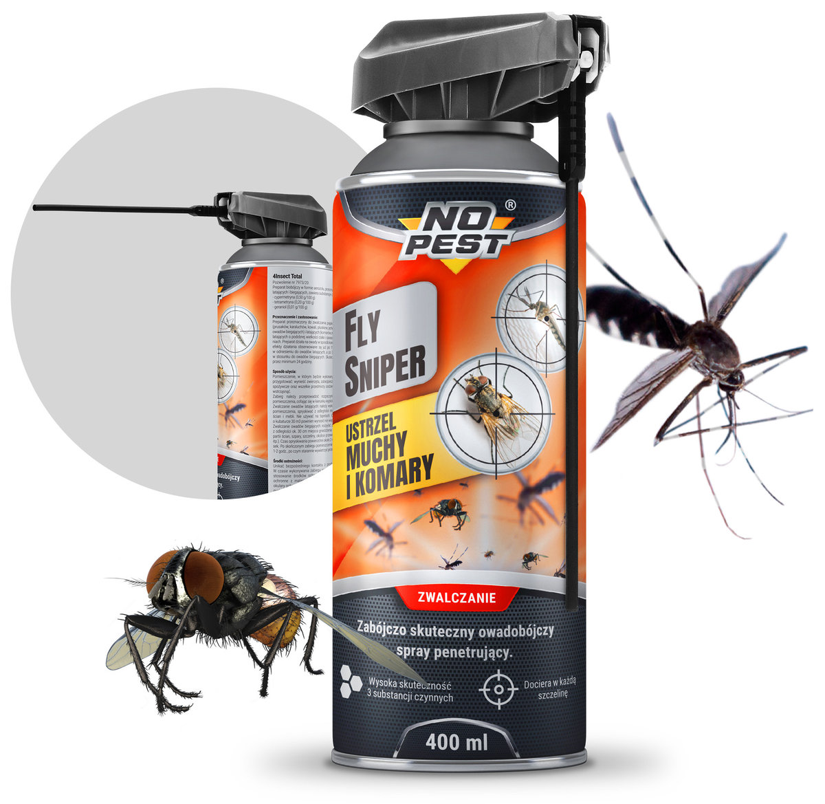 Фото - Відлякувачі комах і тварин CMY Aerozol NO PEST na Muchy i Komary 400ml Fly Sniper Środek Preparat Spray P 