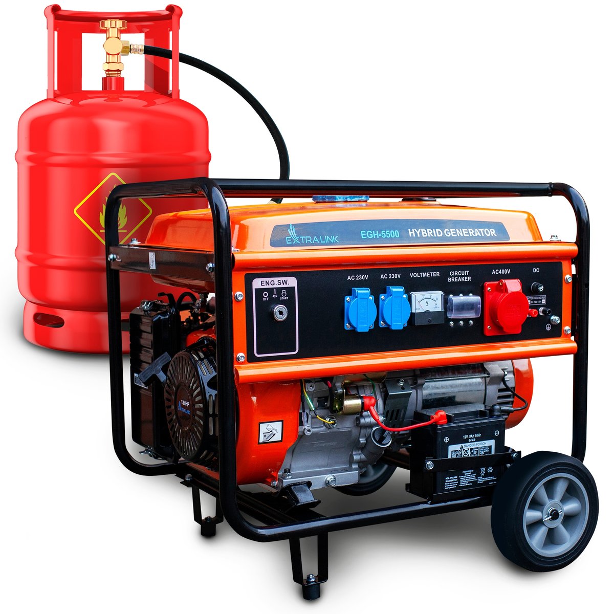 Agregat HYBRYDOWY Prądotwórczy PETROL GAZ CNG 5KW - Extralink | Sklep ...