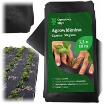 AGROWŁÓKNINA CZARNA Włóknina Mata 3,2x10m 50g UV ŚCIÓŁKUJĄCA