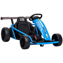 AIYAPLAY Elektryczny gokart dla dzieci 24 V, 6-13 km/h, z 2 silnikami, regulowanym siedzeniem, trybem driftu, z łagodnym startem, muzyką i klaksonem, pojazd dla dzieci w wieku 8-12 lat, niebieski