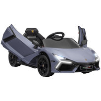 AIYAPLAY Elektryczny samochód dla dzieci Lamborghini 12 V z pilotem 2.4G, światła LED, port USB/MP3, drzwi skrzydłowe, koła sprężynowe, prędkość 3-5 km/h, dla dzieci w wieku 3-5 lat, kolor szary