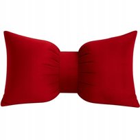 Aksamitna poduszka dekoracyjna kokarda czerwona 30x50 cm – elegancka ozdoba