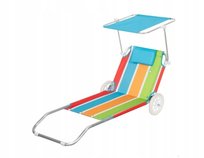 AKTIVE Leżak plażowy 2 w 1 z wyściełaną poduszką i parasolem