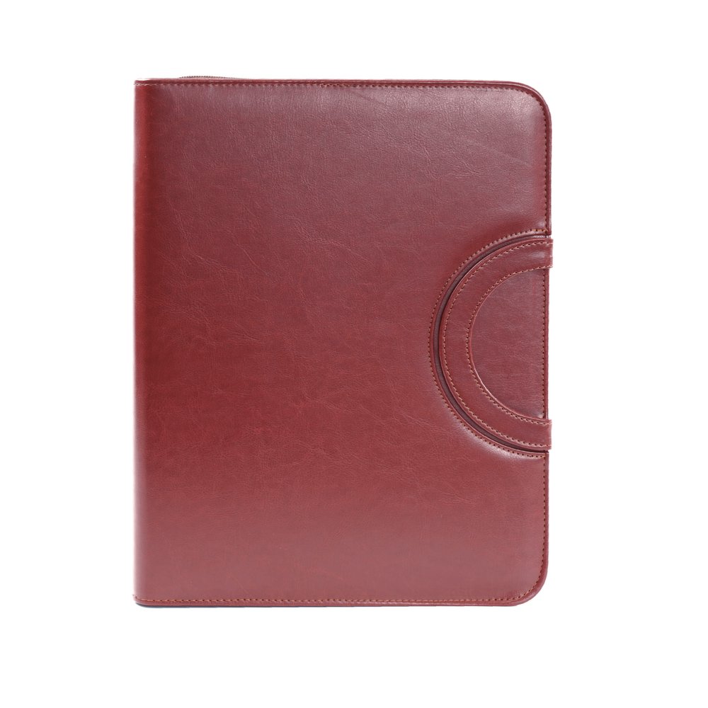 Solier AKTÓWKA biznesowa teczka na dokumenty bordowa z rączką i kalkulatorem