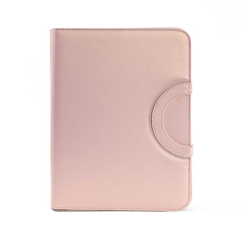 Solier Aktówka biznesowa teczka na dokumenty różowa z rączką i kalkulatorem