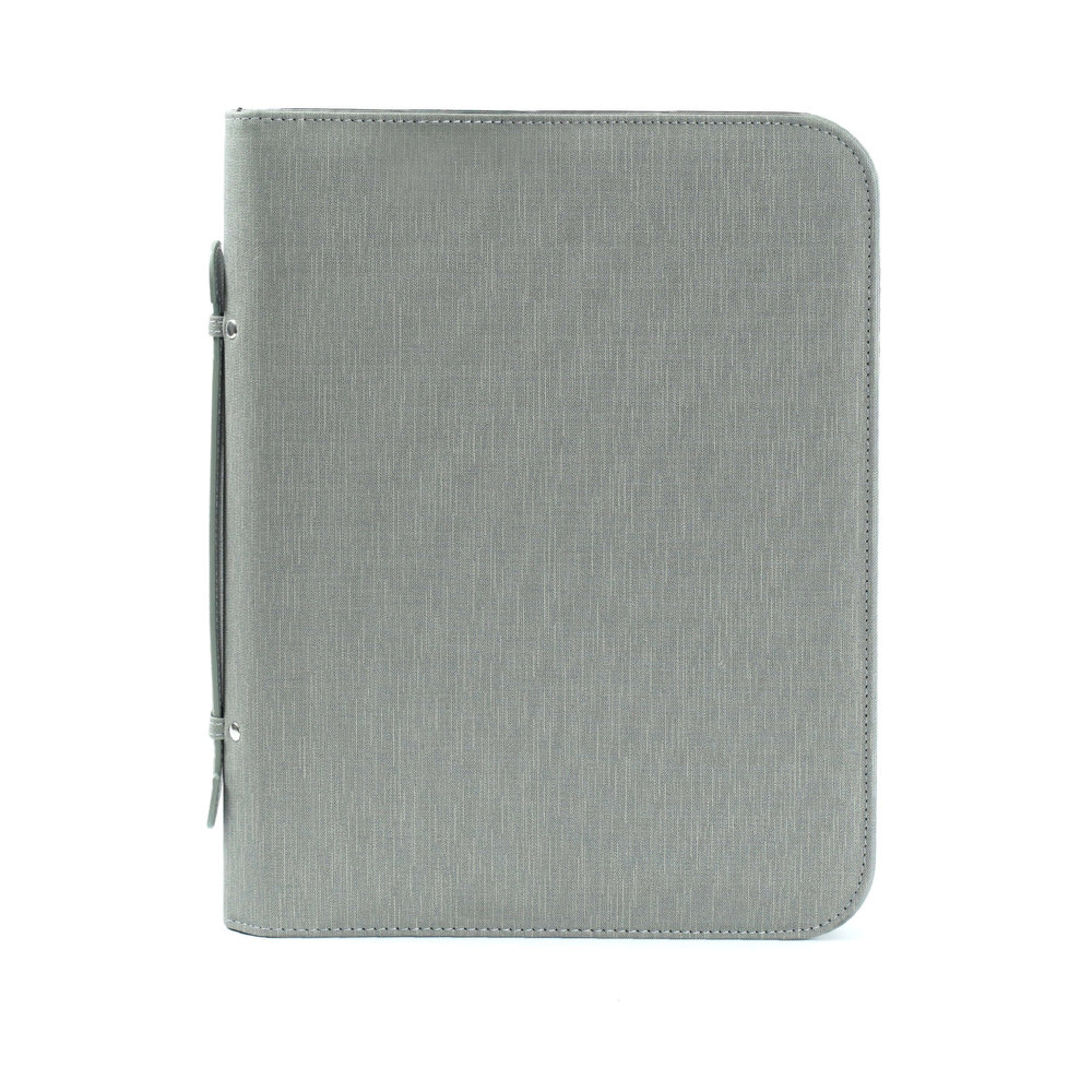 Solier Aktówka biznesowa teczka na dokumenty szara z rączką i kalkulatorem