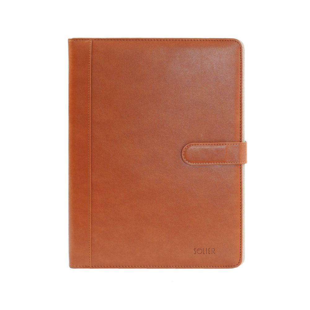 Solier AKTÓWKA męska/damska biznesowa teczka na dokumenty jasny brąz