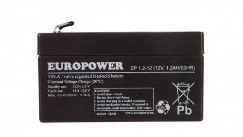 Фото - Аксесуари для інструменту Europower Akumulator bezobsługowy AGM 1,2Ah 12V  EP 1,2-12 