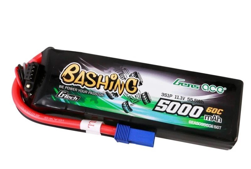 Gens ace 3S Lipo Batterie 5000mAh 11,1V 50C 3S Bashing Batterie RC avec connecteur XT90 pour la plupart des voitures RC à l'échelle 1/8, 1/10