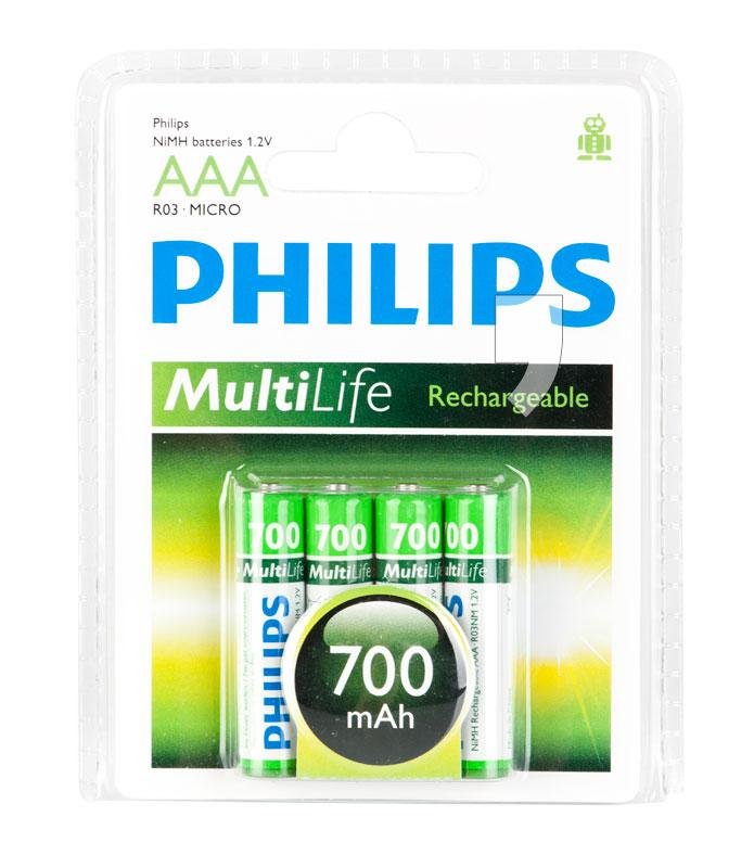 Фото - Акумулятор / батарейка Philips Akumulator  R03B4A70/10 Aaa 700Mah 4 Szt. 