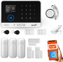 Alarm bezprzewodowy GSM + WiFi z aplikacją TUYA , zestaw , KOSTOR SAD004B
