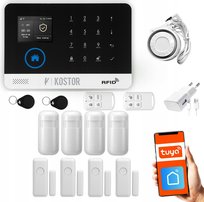 Alarm bezprzewodowy GSM + WiFi z aplikacją TUYA , zestaw , KOSTOR SAD004C