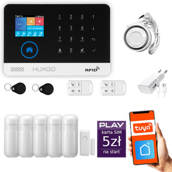Alarm bezprzewodowy WiFi + GSM - system alarmowy HUXGO HXA003 2G B R5 PS z aplikacją TUYA + syrena przewodowa/ HUXGO - Inny producent
