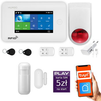 Alarm bezprzewodowy WiFi + GSM - system alarmowy HUXGO HXA006 2G B R1 BS z aplikacją TUYA + syrena bezprzewodowa/ HUXGO - Inny producent