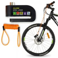 Alarm blokada rowerowa z linką zabezpieczającą Czarny